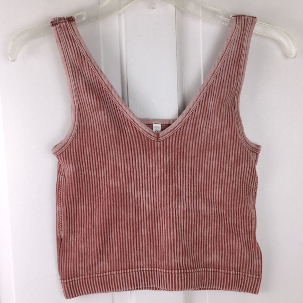 Zenana 2 Way Ribbed Crop Top - Picture 2 of 8
